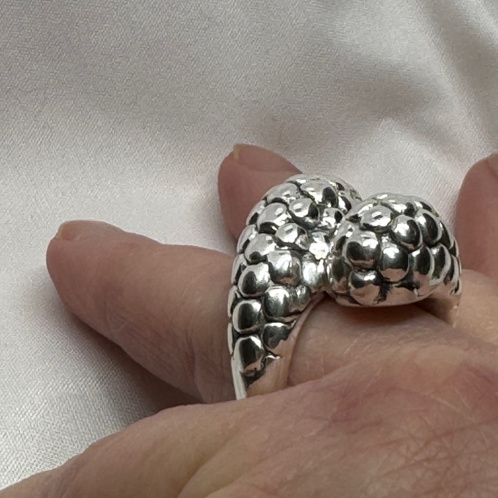 🌹Sterling Silver Snake skin tube bypass Ring - Picture 8 of 9